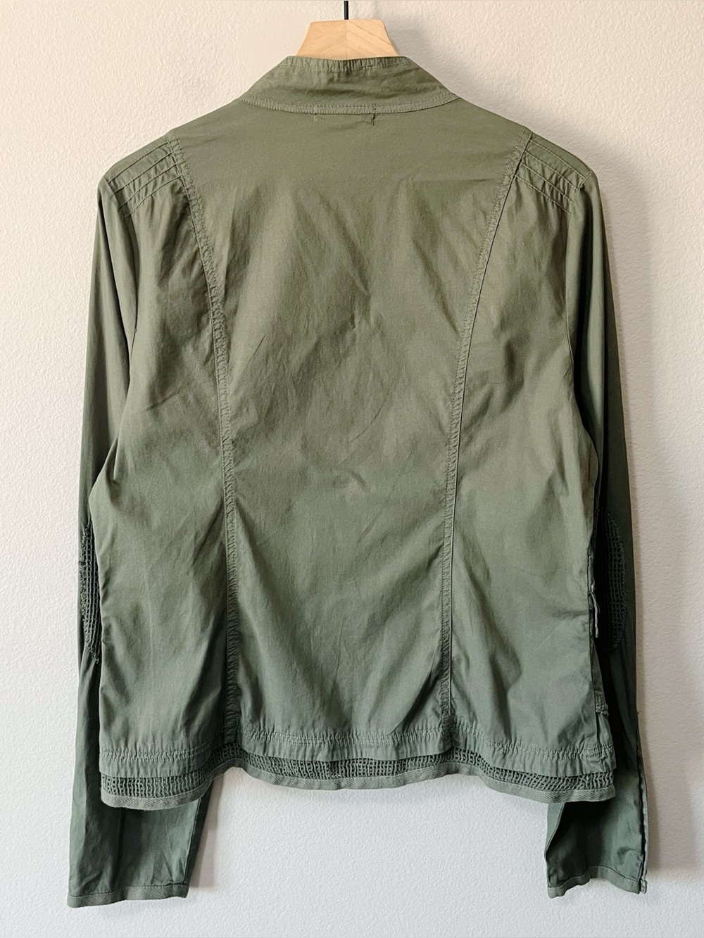 XCVI Army Green Full Zip Lightweight Utility Jacket Size XL Boho Pockets - Picture 6 of 10